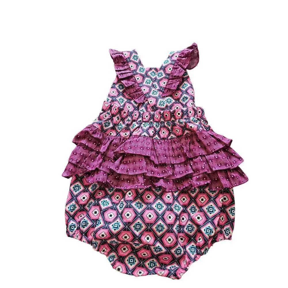 Ricrac & Ruffles sz 24 months 2T purple pink teal bubble romper new with tags